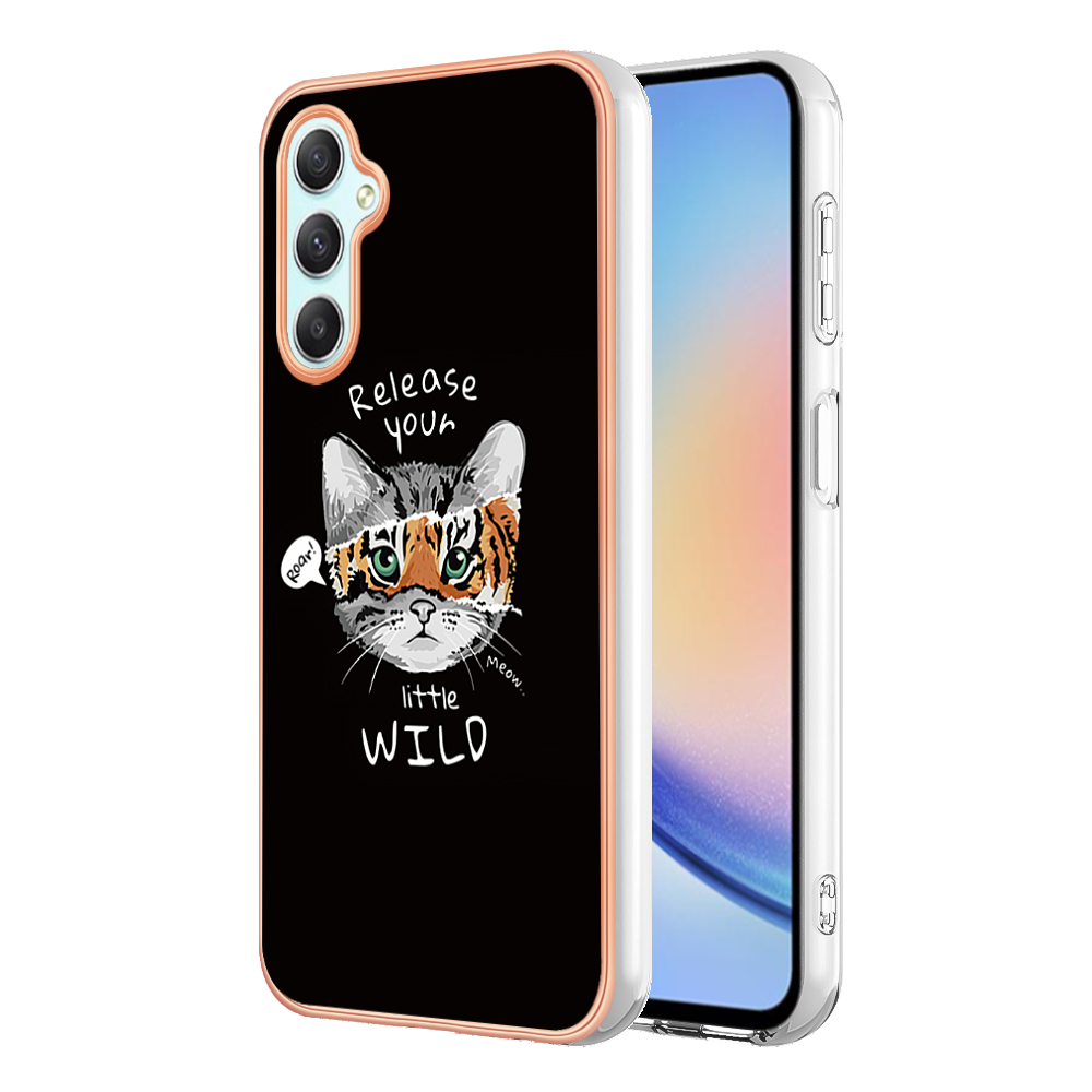 

YB IMD Series-19 Style-D Für Samsung Galaxy A25 5G Hüllenmuster 2,0 mm Tpu-telefonabdeckung - Katze / Tiger, Galaxy A25 5G