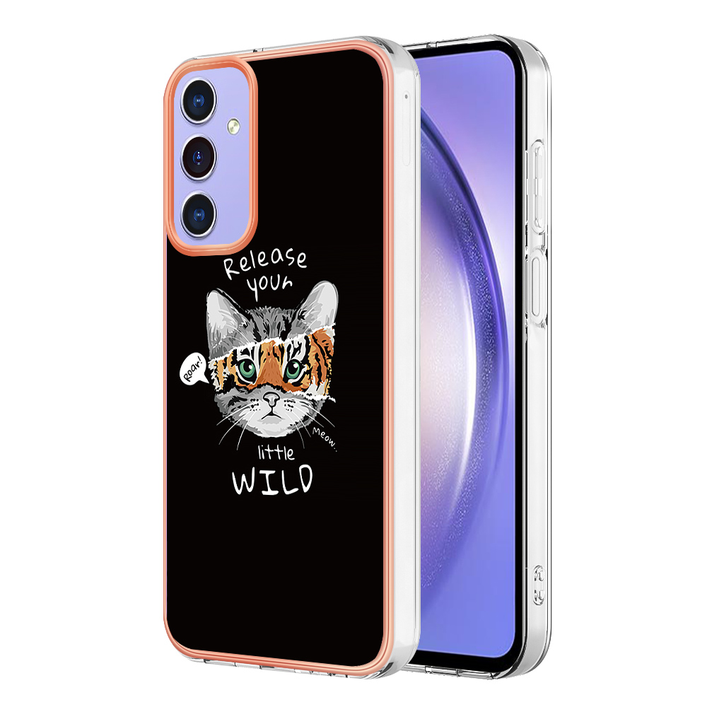 

YB IMD Series-19 Style-D Für Samsung Galaxy A15 5G Hülle Elektroplatten 2,0 mm Tpu-telefonabdeckung - Katze / Tiger, Galaxy A15 5G