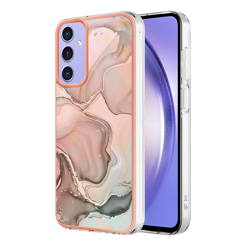 

YB IMD Series-16 Style-E Für Samsung Galaxy A15 5G Haste Platation Marmormuster Telefonabdeckung - Rosa, Galaxy A15 5G