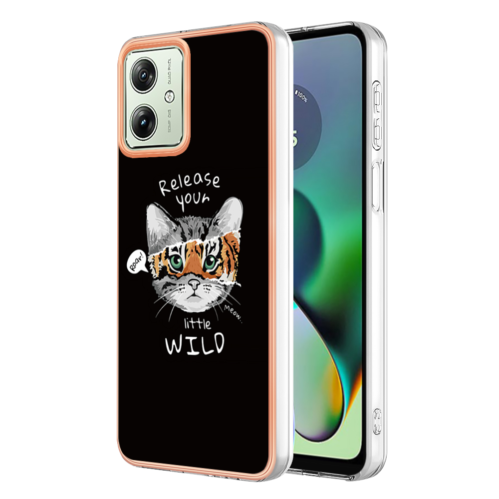 

YB IMD Series-19 Style-D Für Motorola Moto G54 5G Hülle Elektroplattenmuster Telefonabdeckung - Katze / Tiger, Motorola Moto G54 5G