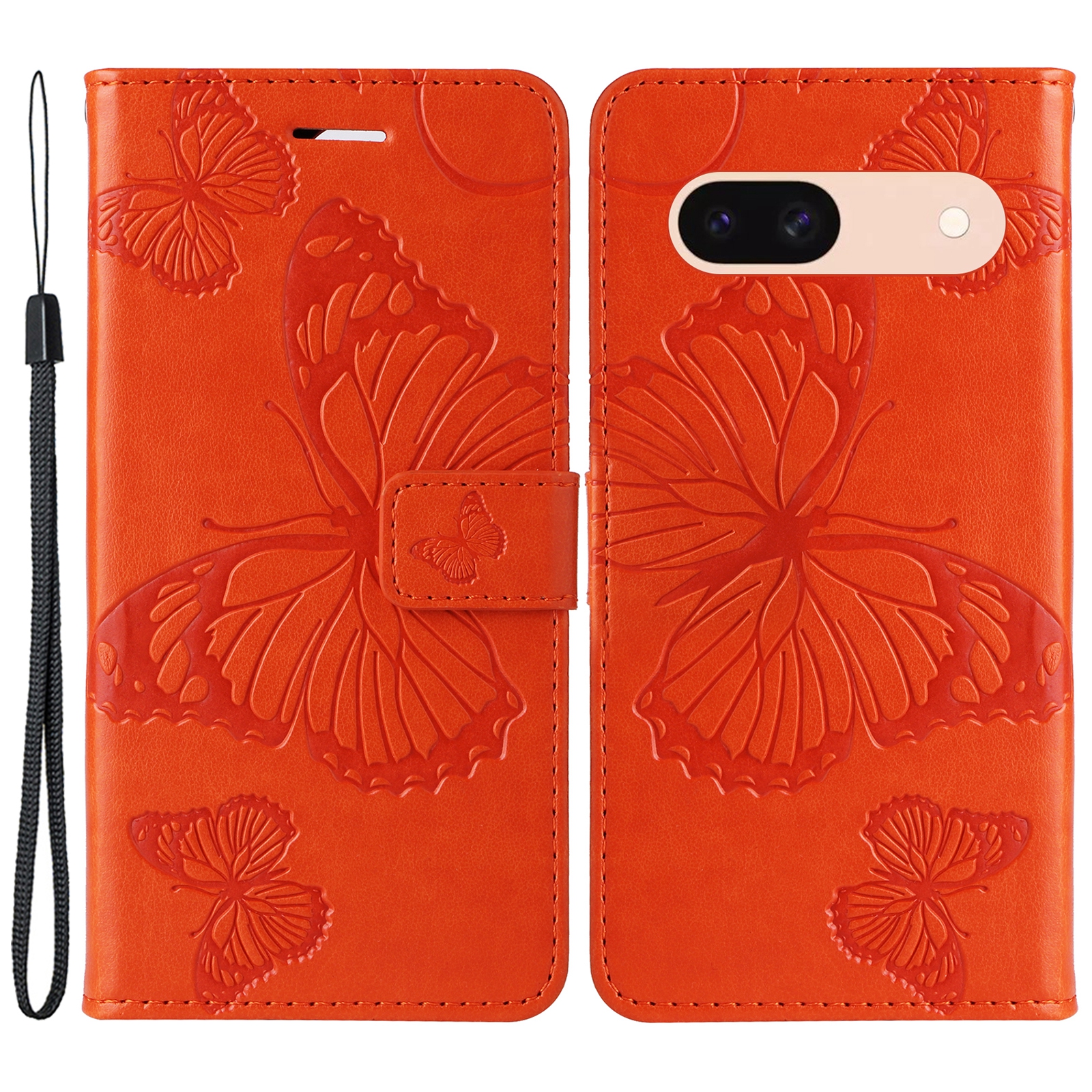 

KT Spruding Flower Series-2 Für Google Pixel 8a Cover Geprägtes Telefon Ledertitel - Orange, Google Pixel 8a