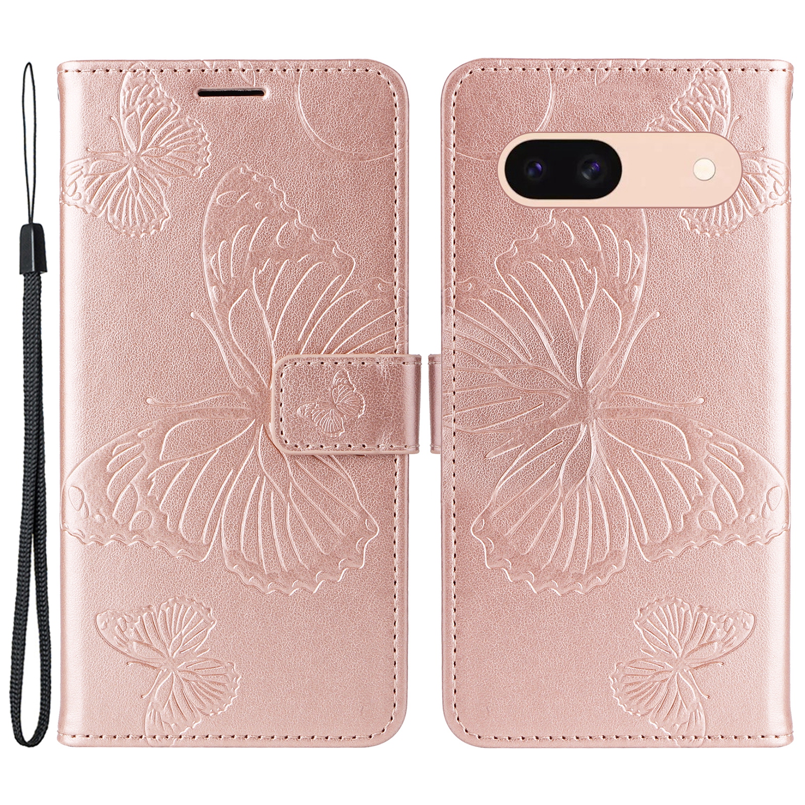 

KT Spruding Flower Series-2 Für Google Pixel 8a Cover Geprägtes Telefon Ledertitel - Roségold, Google Pixel 8a