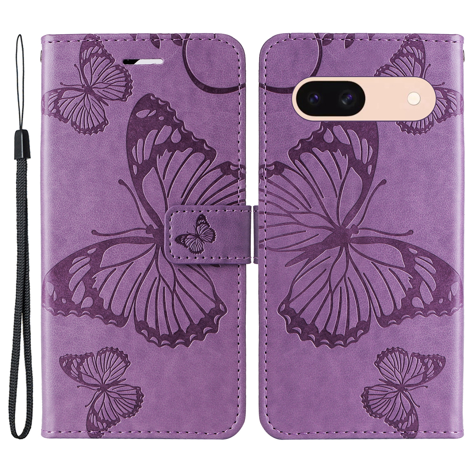 

KT Spruding Flower Series-2 Für Google Pixel 8a Cover Geprägtes Telefon Ledertitel - Lila, Google Pixel 8a