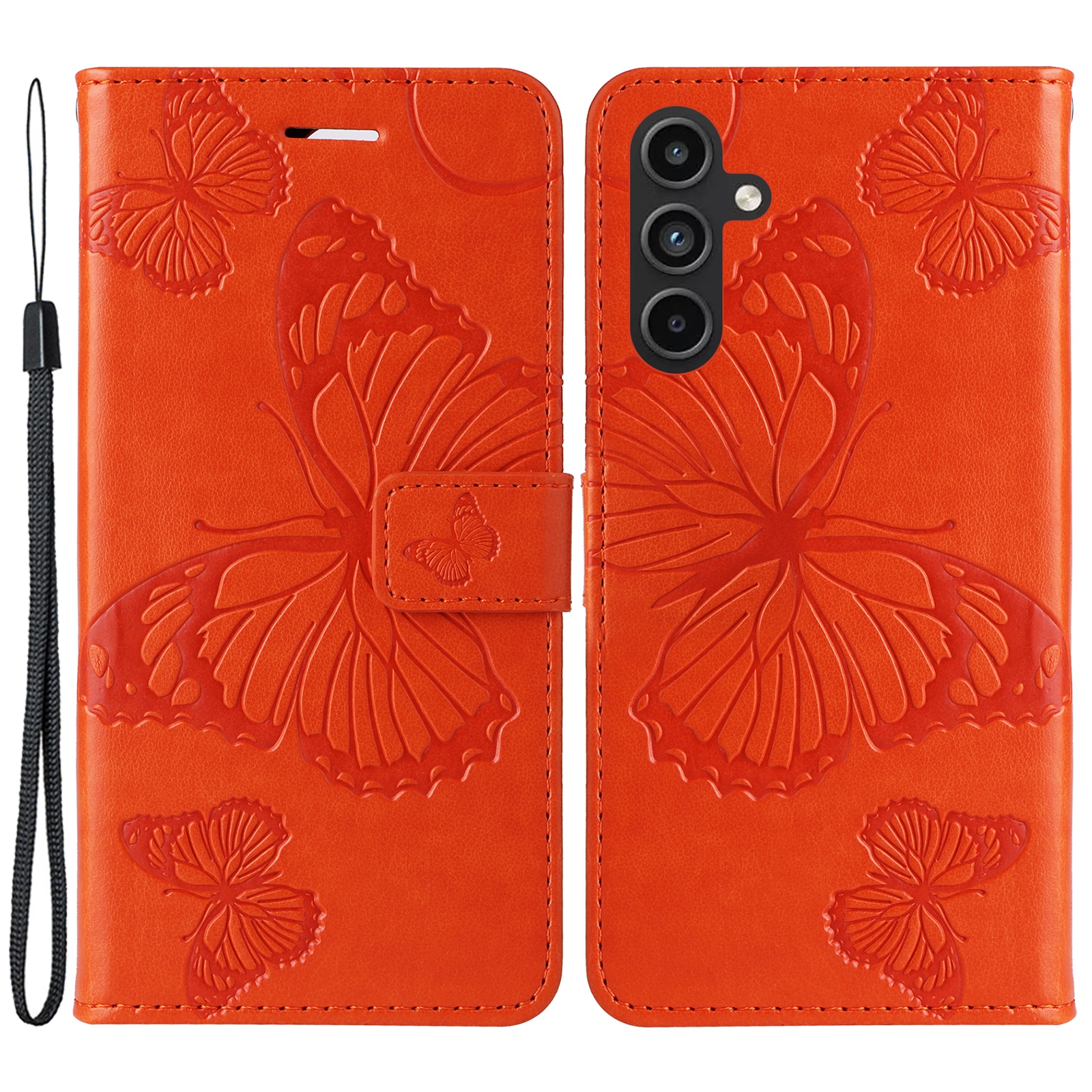 

Kt-sprudelblumenserie-2 Für Samsung Galaxy A15 5G Hülle Butterfly Impressum Handy Lederabdeckung - Orange, Galaxy A15 5G