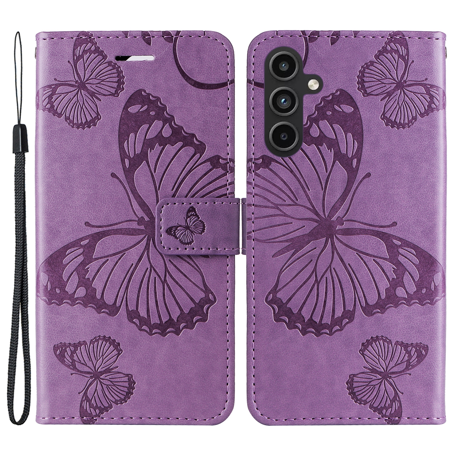 

Kt-sprudelblumenserie-2 Für Samsung Galaxy A15 5G Hülle Butterfly Impressum Handy Lederabdeckung - Lila, Galaxy A15 5G