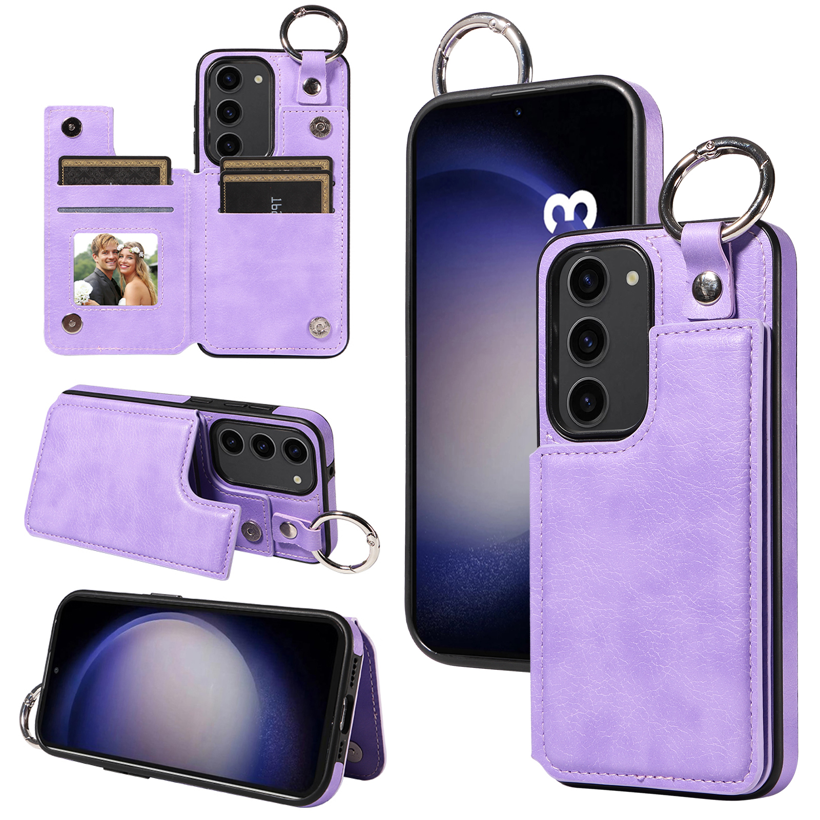 

003 Für Samsung Galaxy S23+ Hülle Leder+ Tpu -mobiltelefon Zurück Mit Kartensteckplätzen - Lila, Galaxy S23+
