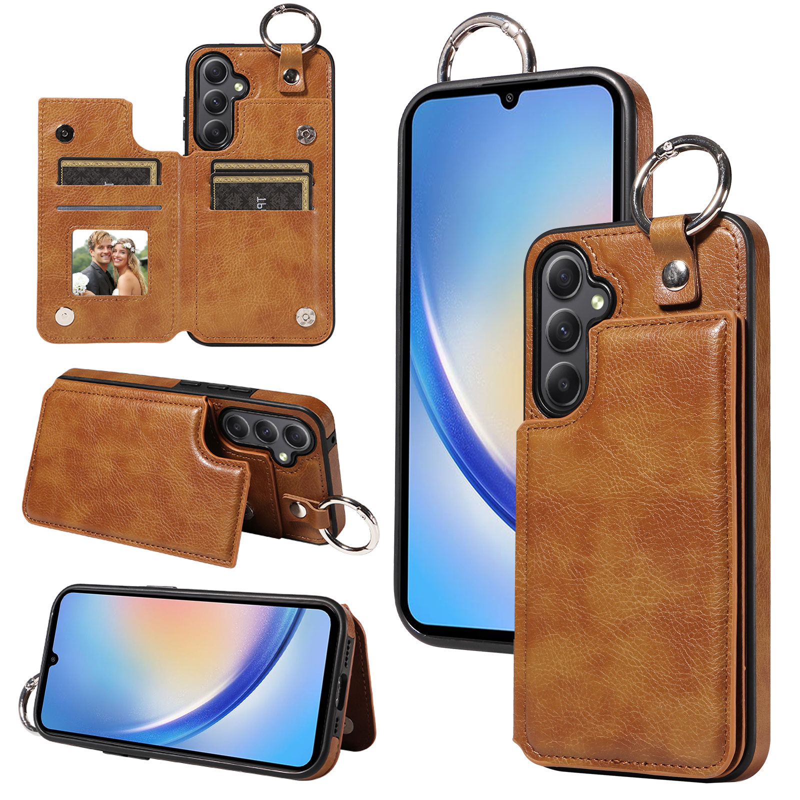 

003 Für Samsung Galaxy A34 5G Hülle Leder+tpu -kartenhalter -telefonschutzabdeckung - Braun, Galaxy A34 5G