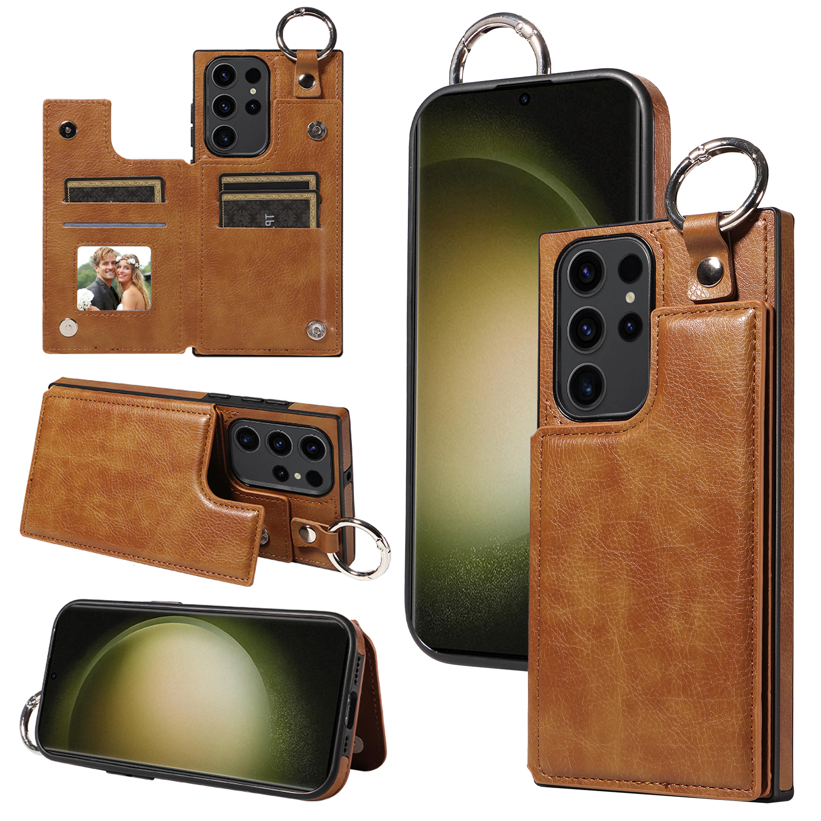 

003 Für Samsung Galaxy S23 Ultra -hülle PU Leder+tpu Telefon Cover Kickstand Shell - Braun, Galaxy S23 Ultra