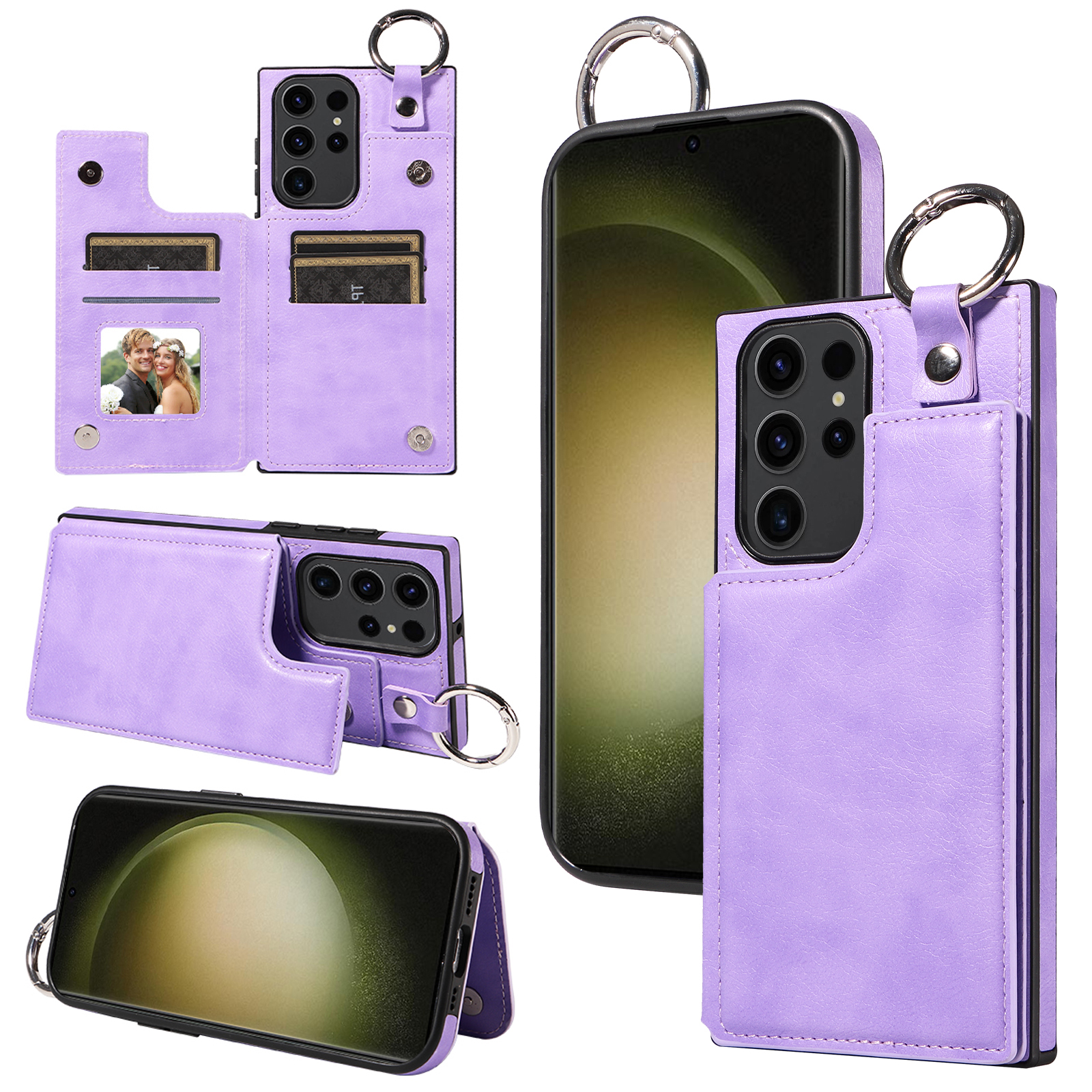 

003 Für Samsung Galaxy S23 Ultra -hülle PU Leder+tpu Telefon Cover Kickstand Shell - Lila, Galaxy S23 Ultra