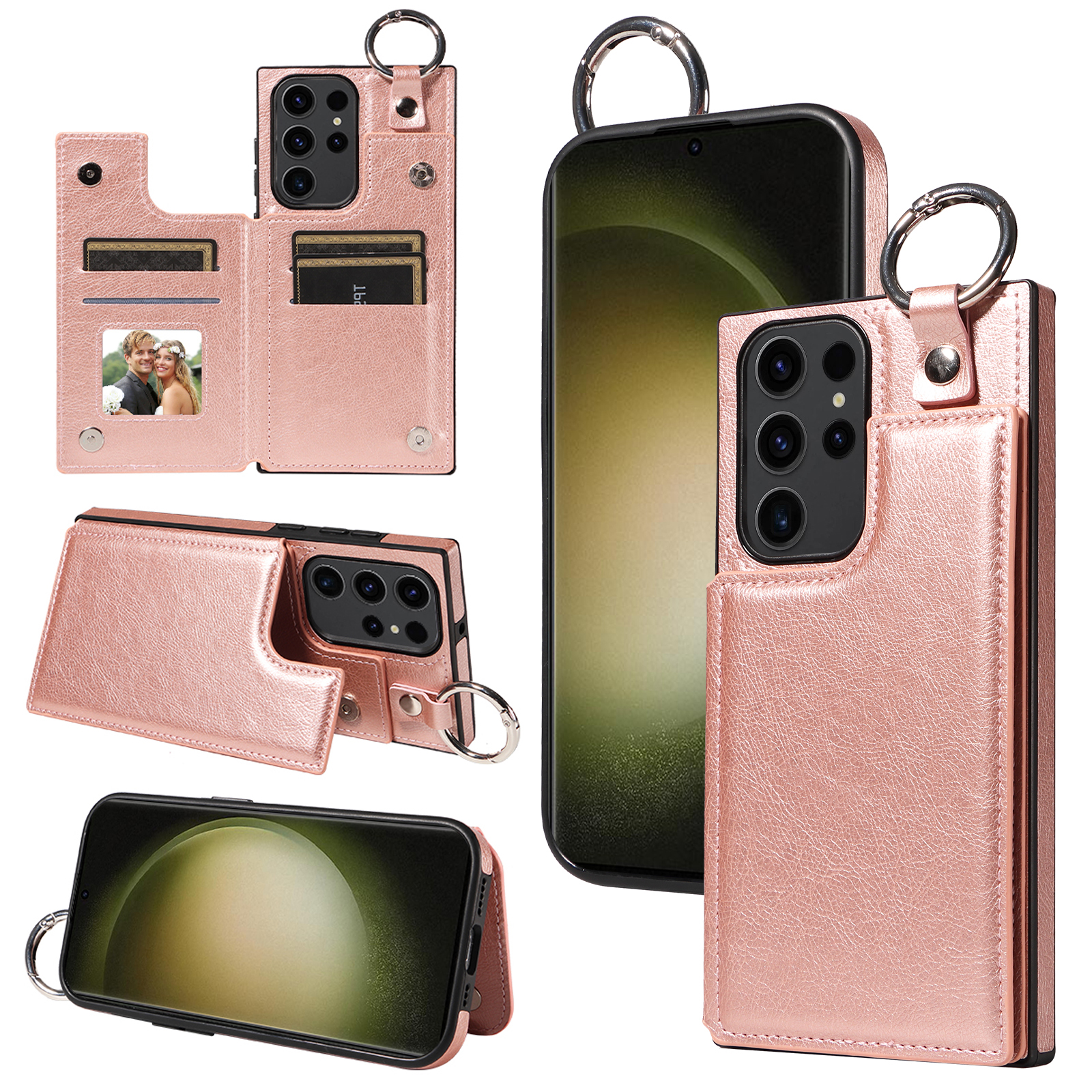 

003 Für Samsung Galaxy S23 Ultra -hülle PU Leder+tpu Telefon Cover Kickstand Shell - Roségold, Galaxy S23 Ultra
