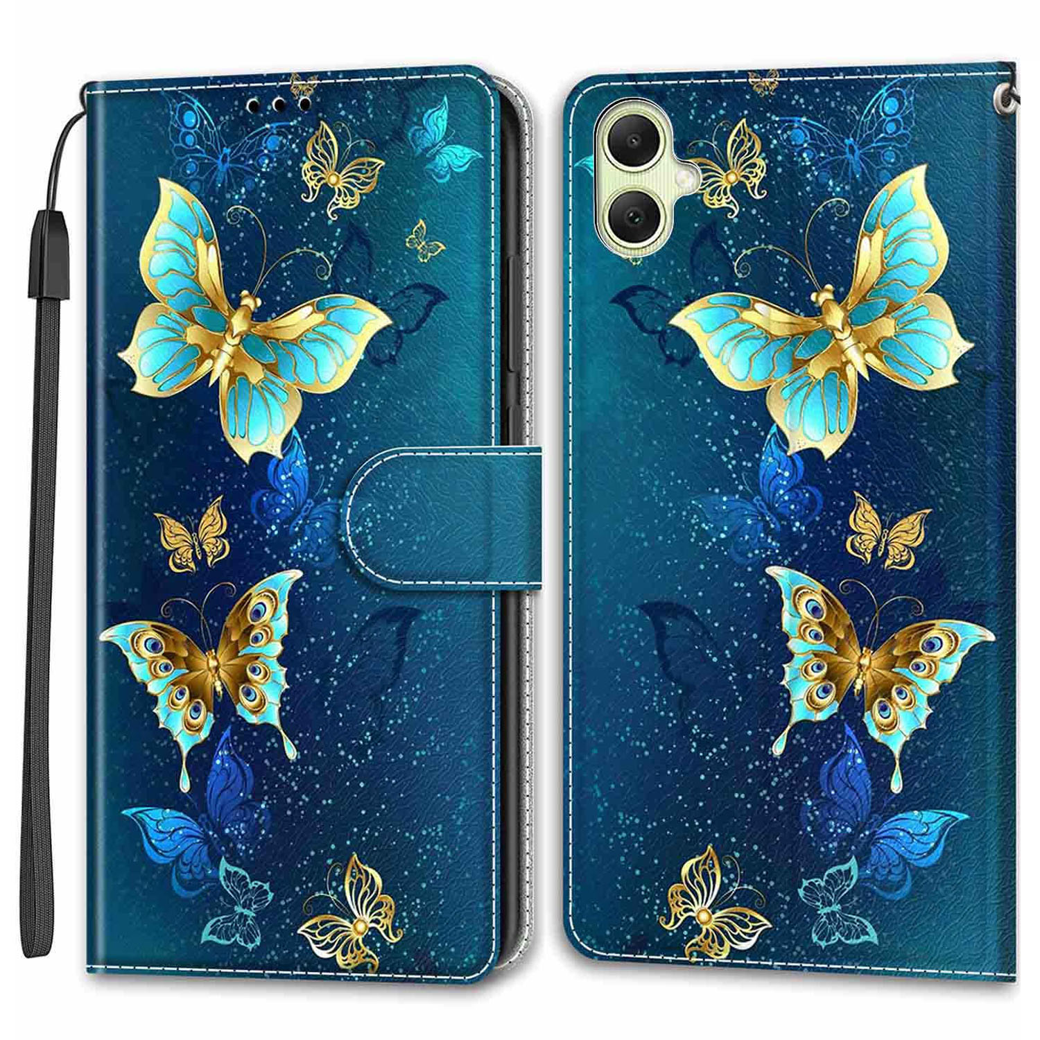 

Für Samsung Galaxy A05 4G Hülle PU -ledermuster -druckphase -deckung - Zwei Schmetterlinge, Samsung Galaxy A05 4G