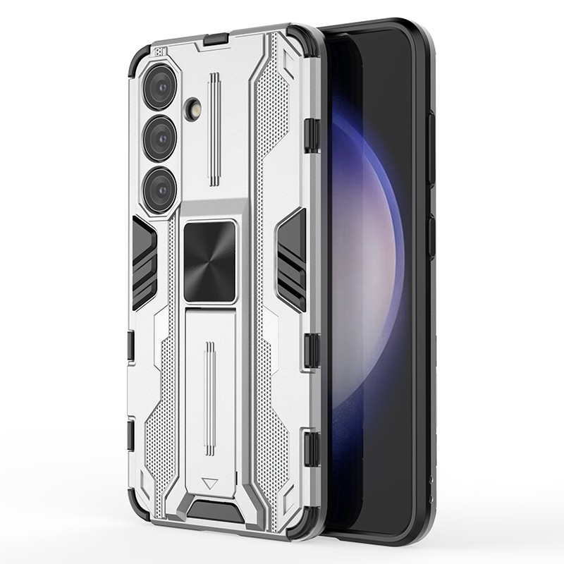 

Für Samsung Galaxy S24 Case Kickstand Rugged Protective Phone Cover - Silber, Galaxy S24