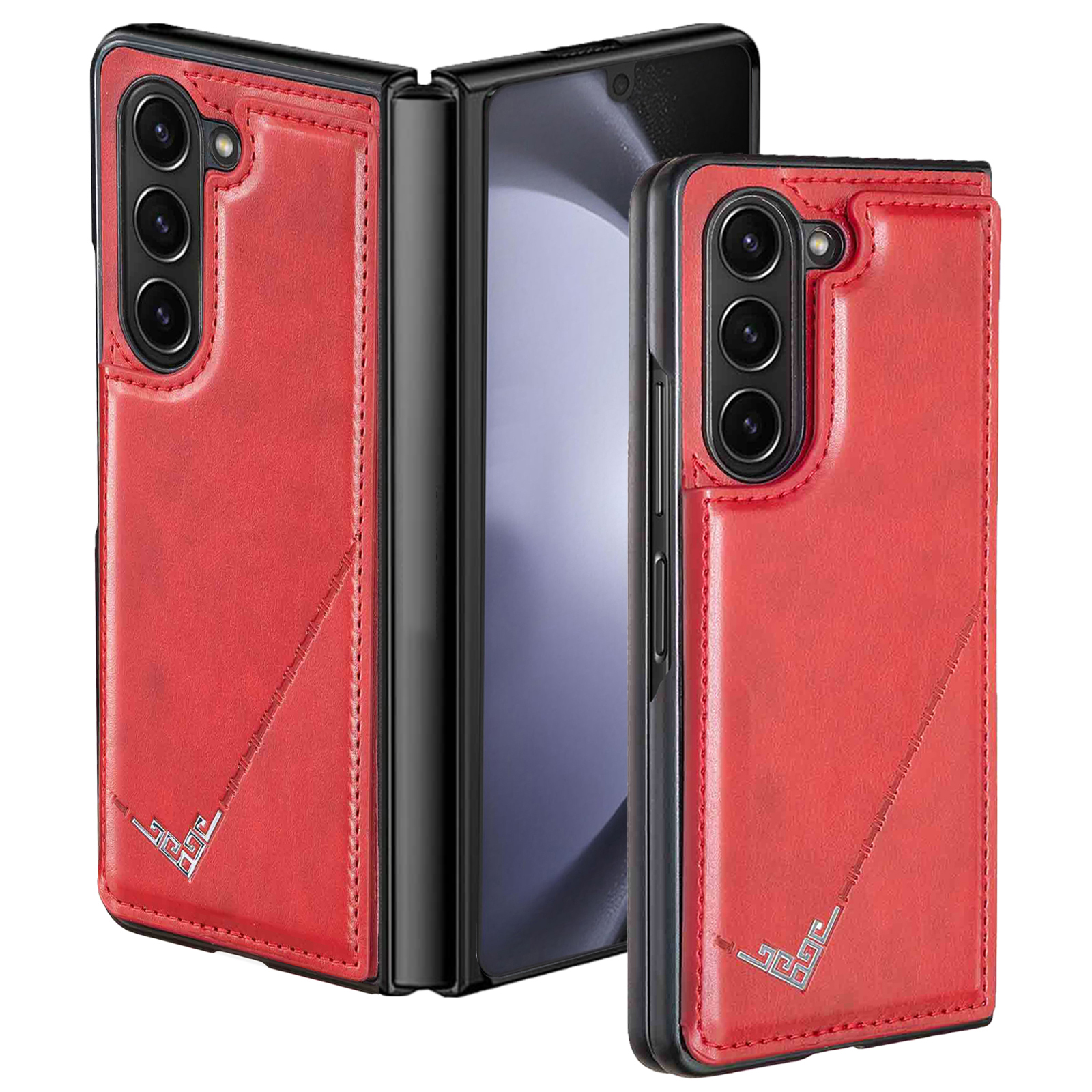 

Für Samsung Galaxy Z Fold5 5G Hülle PU Leder+tpu -kartenhalter Kickstand Retro Texture Phone Cover - Rot, Galaxy Z Fold5 5G