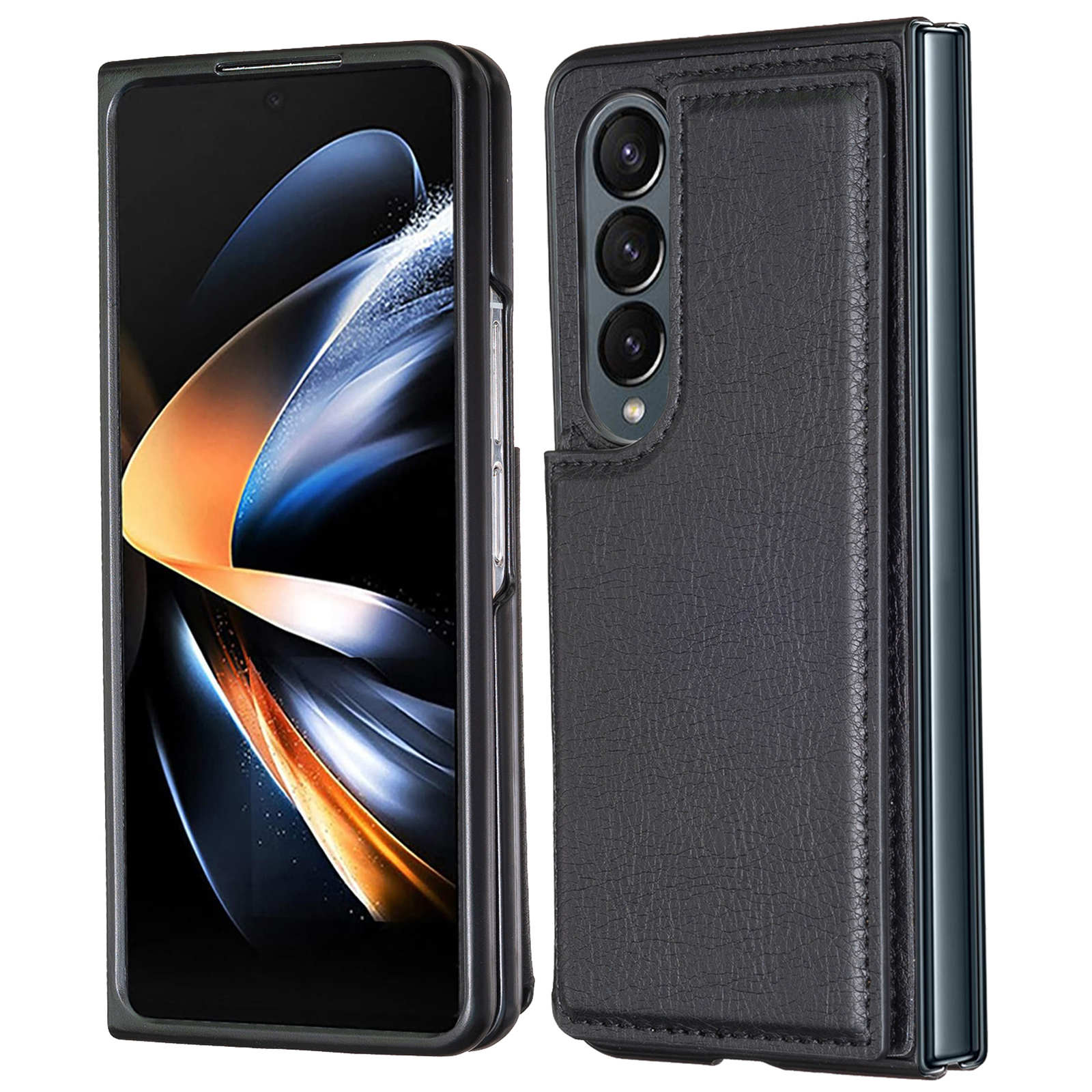 

Für Samsung Galaxy Z Fold4 5g-kofferkartenhalter Anti-drogen-pu-leder-telefonabdeckung - Schwarz, Galaxy Z Fold4 5G