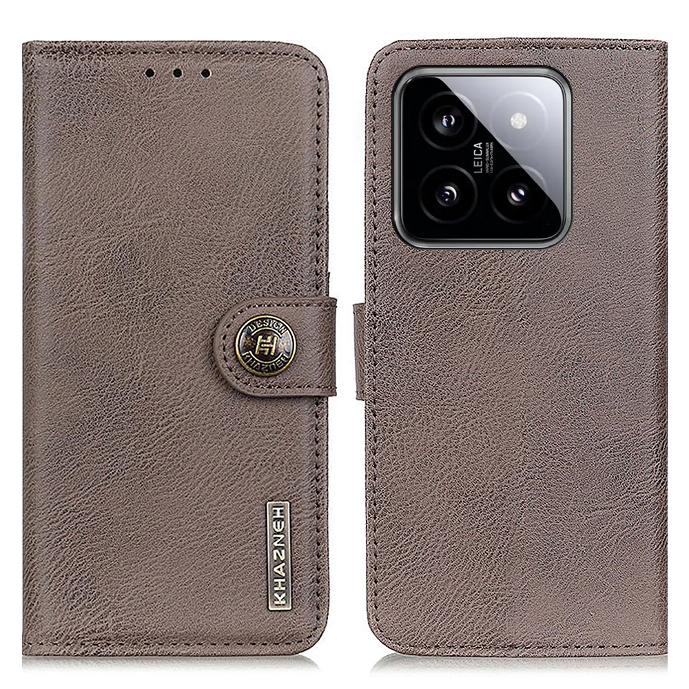 

Khazneh Für Xiaomi 14 Hülle Kuhlädenstextur Leder Brieftasche Telefonabdeckung - Khaki, Xiaomi 14
