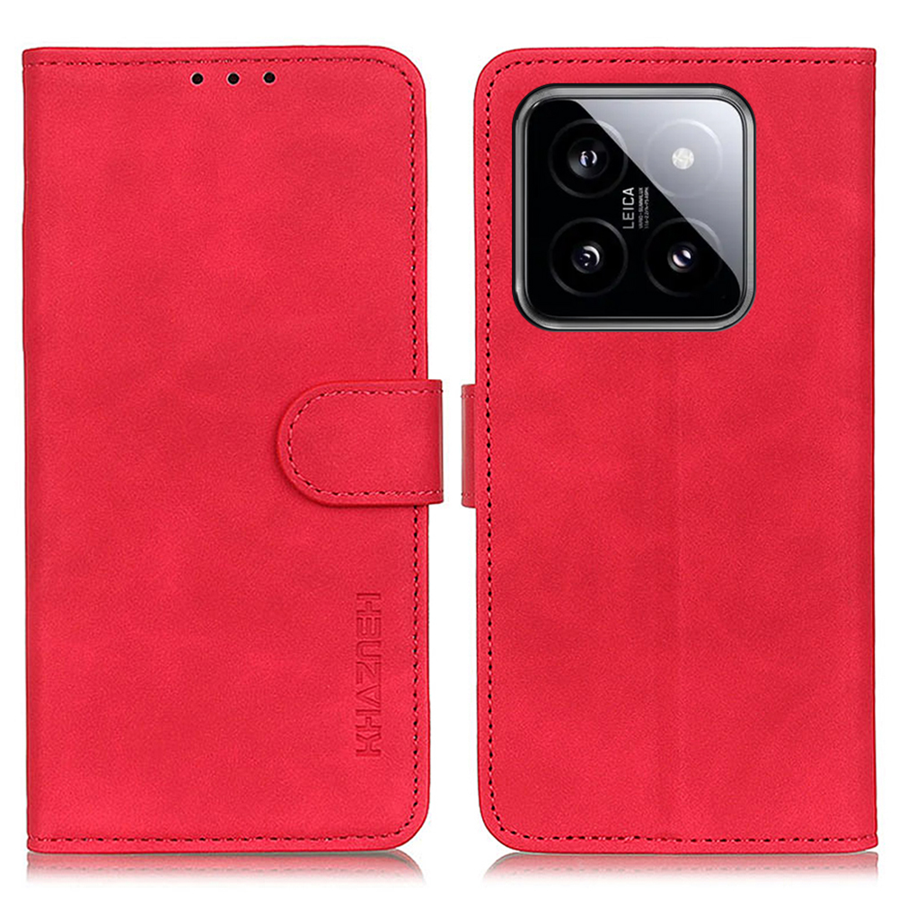 

Khazneh Für Xiaomi 14 Koffer Brieftasche Retro PU Leder -smartphone -abdeckung - Rot, Xiaomi 14