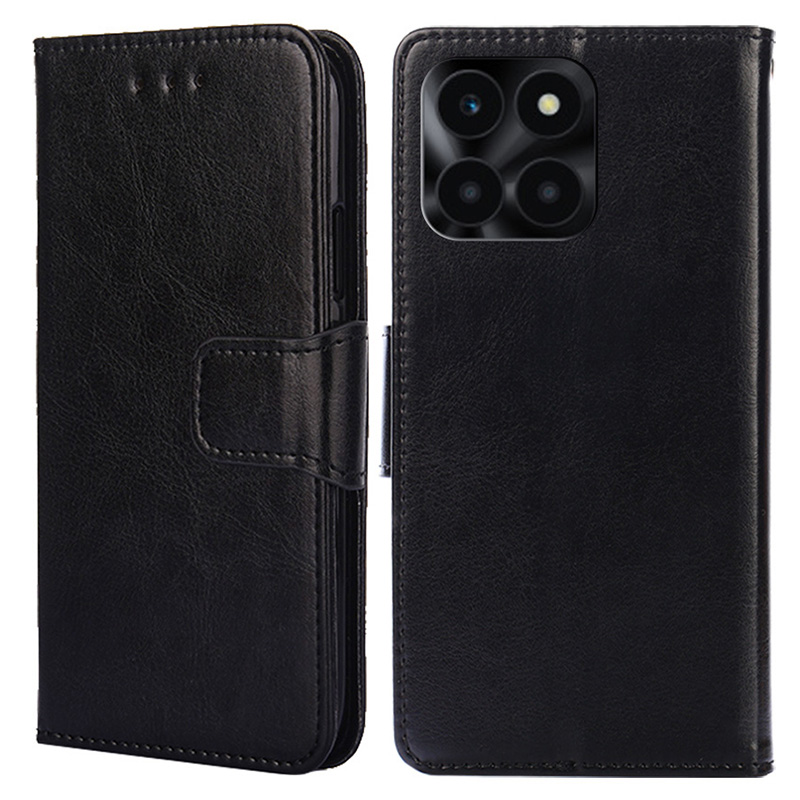 

Für Ehren X6a 4g-hülle TPU+PU Leder Brieftasche Anti-kratzer-telefonschutzschutz - Schwarz, Honor X6a 4G