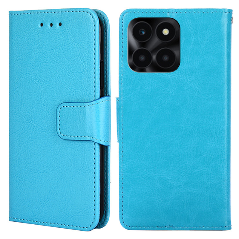 

Für Ehren X6a 4g-hülle TPU+PU Leder Brieftasche Anti-kratzer-telefonschutzschutz - Baby Blau, Honor X6a 4G