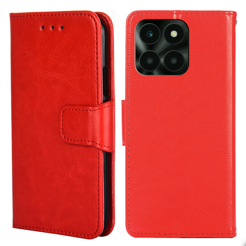 

Für Ehren X6a 4g-hülle TPU+PU Leder Brieftasche Anti-kratzer-telefonschutzschutz - Rot, Honor X6a 4G
