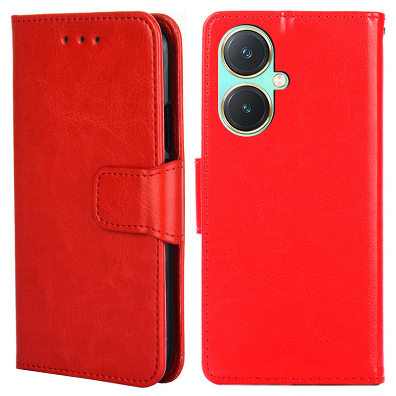 

Für Vivo Y27 4G Hülle TPU+PU Leder Brieftasche Softem Telefon Beschützer - Rot, vivo Y27 4G