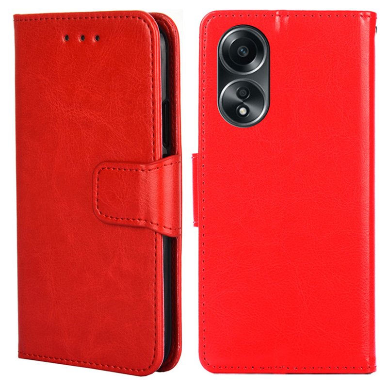 

Für Oppo A58 4G Hülle Kratzfeste TPU+PU Leder-brieftasche Telefonabdeckung - Rot, Oppo A58 4G