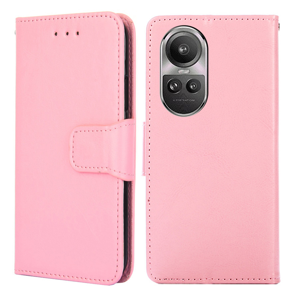

Für Oppo Reno10 5G (global) / Reno10 Pro 5g (global) Case TPU+PU Leder Brieftasche Anti-kratzer-telefonabdeckung - Rosa, Oppo Reno10 5G (Global)