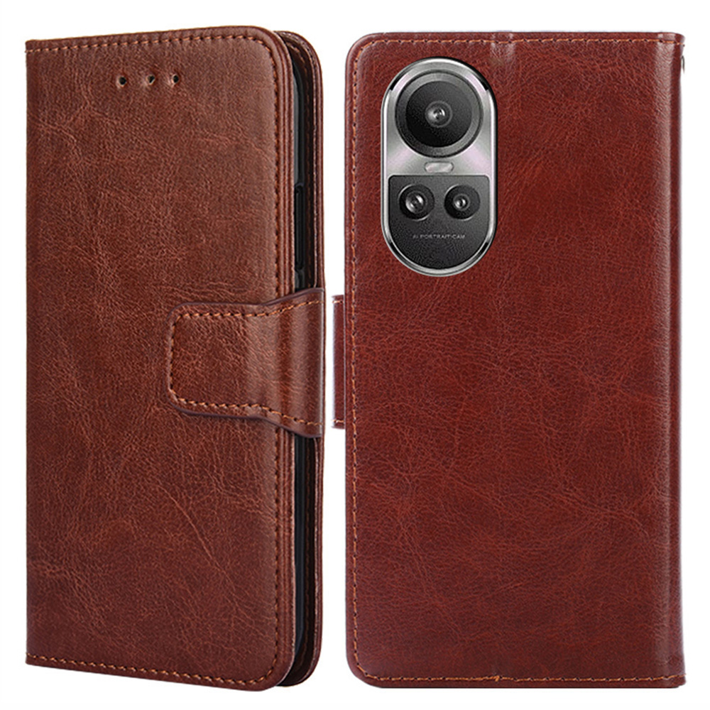

Für Oppo Reno10 5G (global) / Reno10 Pro 5g (global) Case TPU+PU Leder Brieftasche Anti-kratzer-telefonabdeckung - Braun, Oppo Reno10 5G (Global)