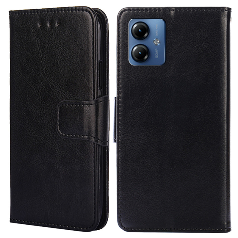 

Für Motorola Moto G14 4G Hülle PU Leder Brieftasche Anti-kratzer-telefonabdeckung - Schwarz, Motorola Moto G14 4G