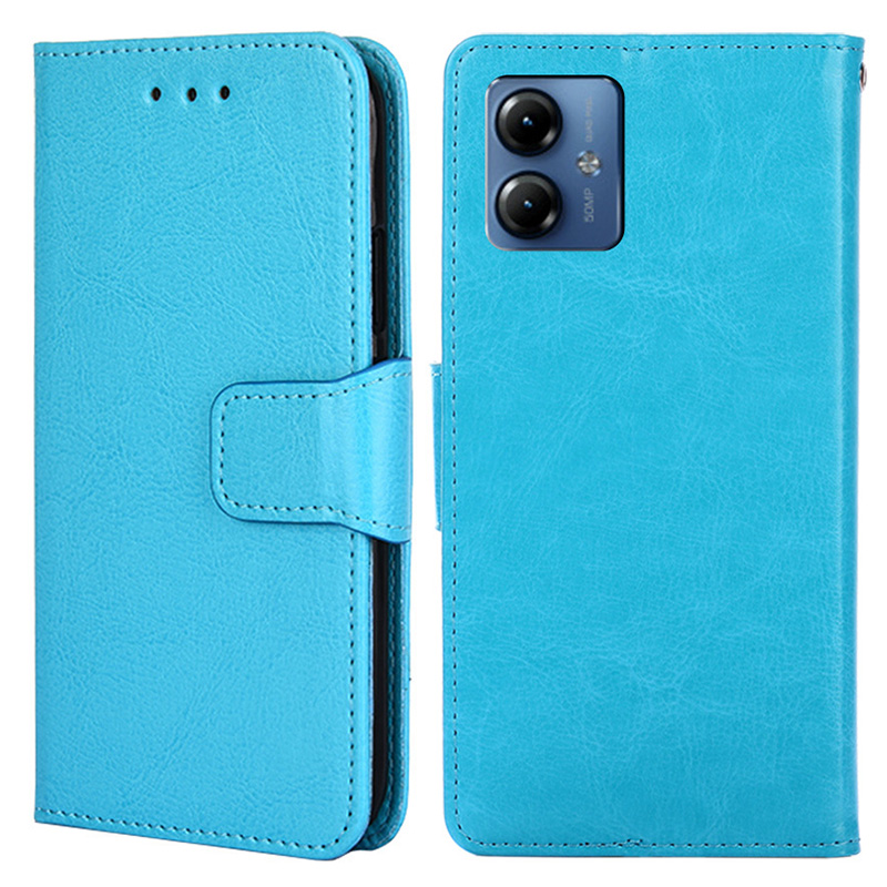 

Für Motorola Moto G14 4G Hülle PU Leder Brieftasche Anti-kratzer-telefonabdeckung - Baby Blau, Motorola Moto G14 4G