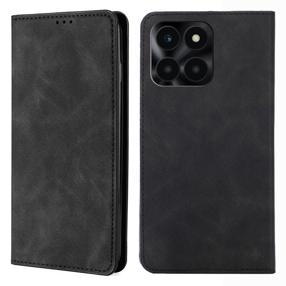 

Für Ehren X6a 4G Hülle Haut-touch-pu-leder+tpu-kartensteckplatz - Schwarz, Honor X6a 4G