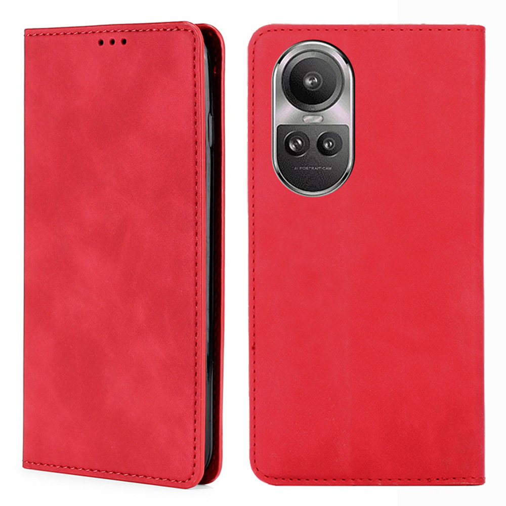 

Für Oppo Reno10 5G (global) / Reno10 Pro 5g (global) Häuse pu Leder+tpu-karten-slots Stand Skin-touch-mobiltelefonabdeckung - Rot, Oppo Reno10 5G (Global)