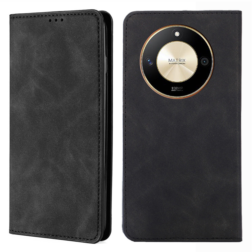 

Für Ehren X50 Case Skin-touch PU Leder Flip Stand Card Slots Smartphone-abdeckung - Schwarz, Honor X50
