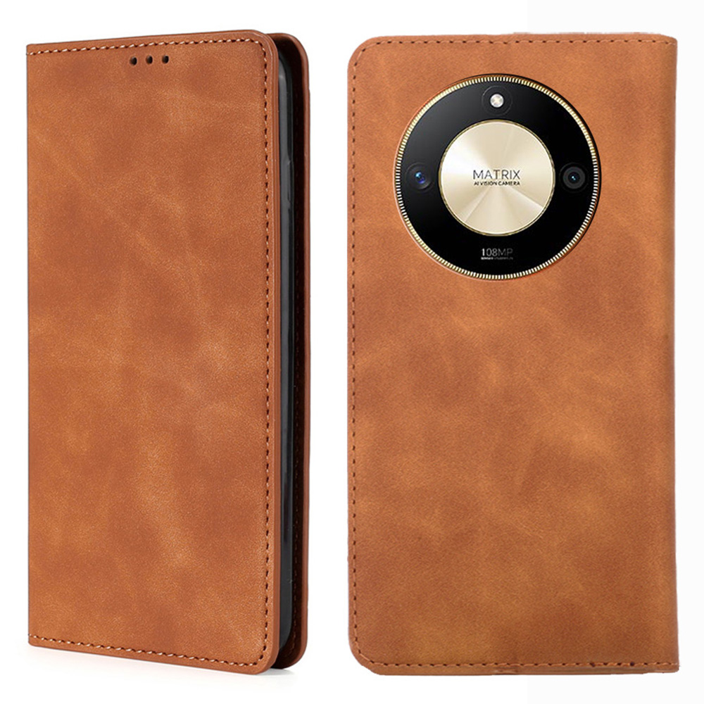 

Für Ehren X50 Case Skin-touch PU Leder Flip Stand Card Slots Smartphone-abdeckung - Hellbraun, Honor X50