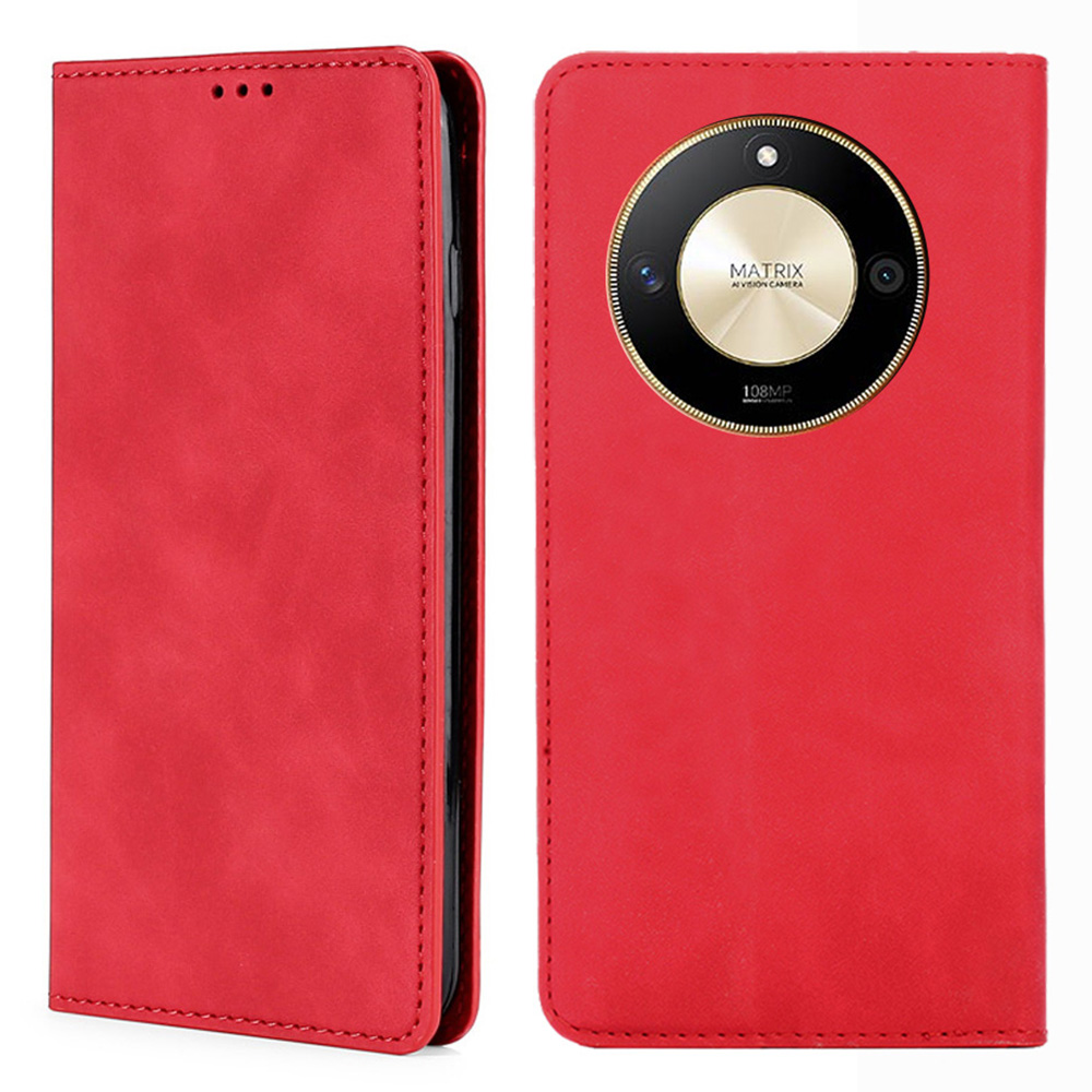 

Für Ehren X50 Case Skin-touch PU Leder Flip Stand Card Slots Smartphone-abdeckung - Rot, Honor X50