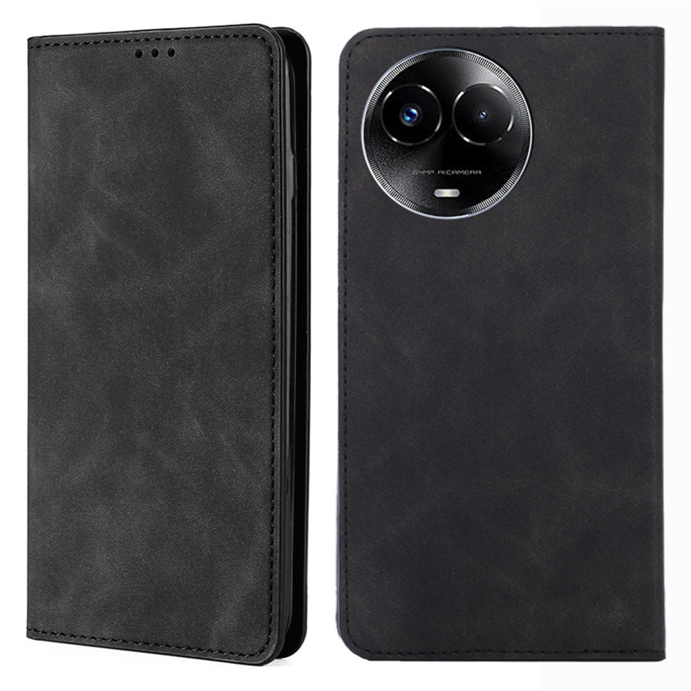 

Für Realme 11 5G (Taiwan / Indien) / 11x 5g Hülle Skin-touch Tup+ PU Leder Flip Stand Card Slots Smartphone-abdeckung - Schwarz, Realme 11 5G (Global)