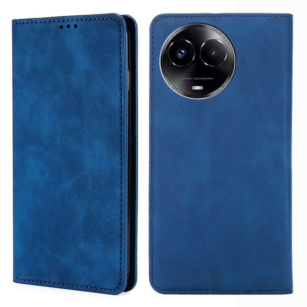 

Für Realme 11 5G (Taiwan / Indien) / 11x 5g Hülle Skin-touch Tup+ PU Leder Flip Stand Card Slots Smartphone-abdeckung - Blau, Realme 11 5G (Global)