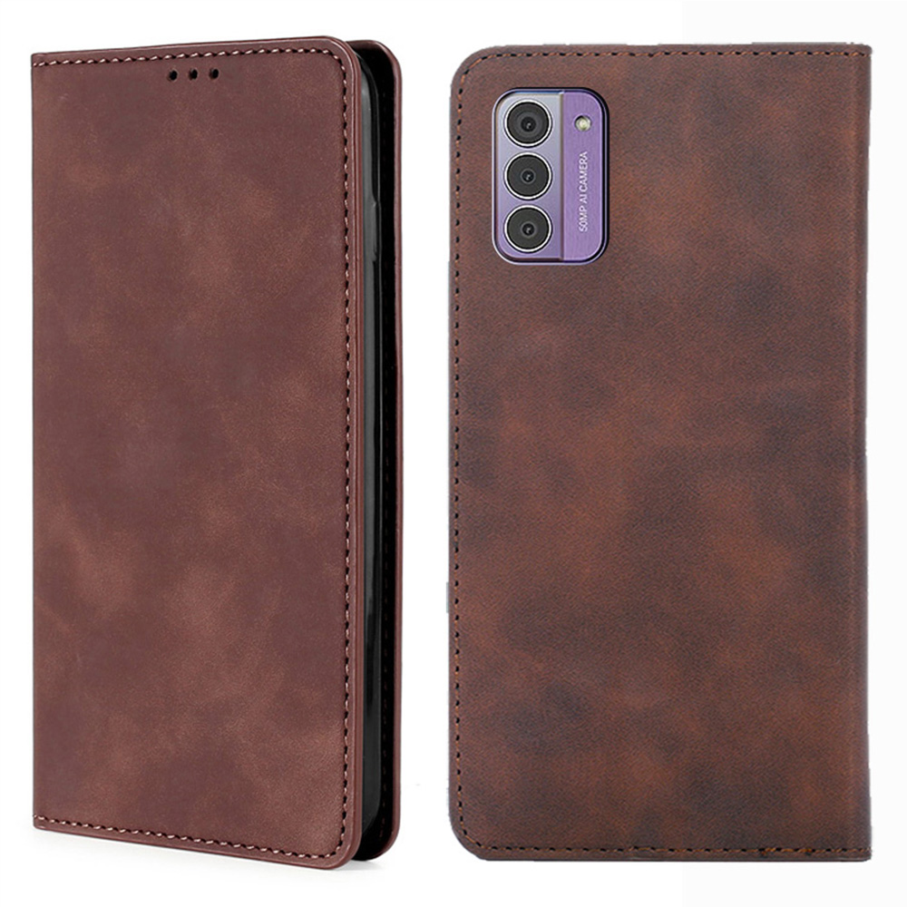 

Für Nokia G42 Case Skin-touch Flip Ständer PU Leder Smartphone-abdeckung Mit Kartenschlitzen - Dunkelbraun, Nokia G42