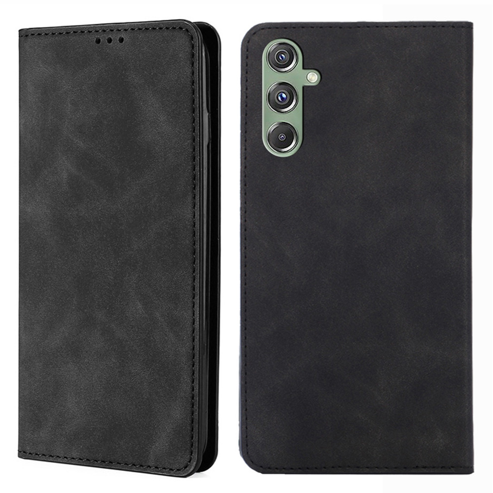 

Für Samsung Galaxy M34 5G / F34 5G Hülle PU Leder Weiche Haut-touch Flip Ständer Mit Kartensteckplätzen - Schwarz, Galaxy M34 5G