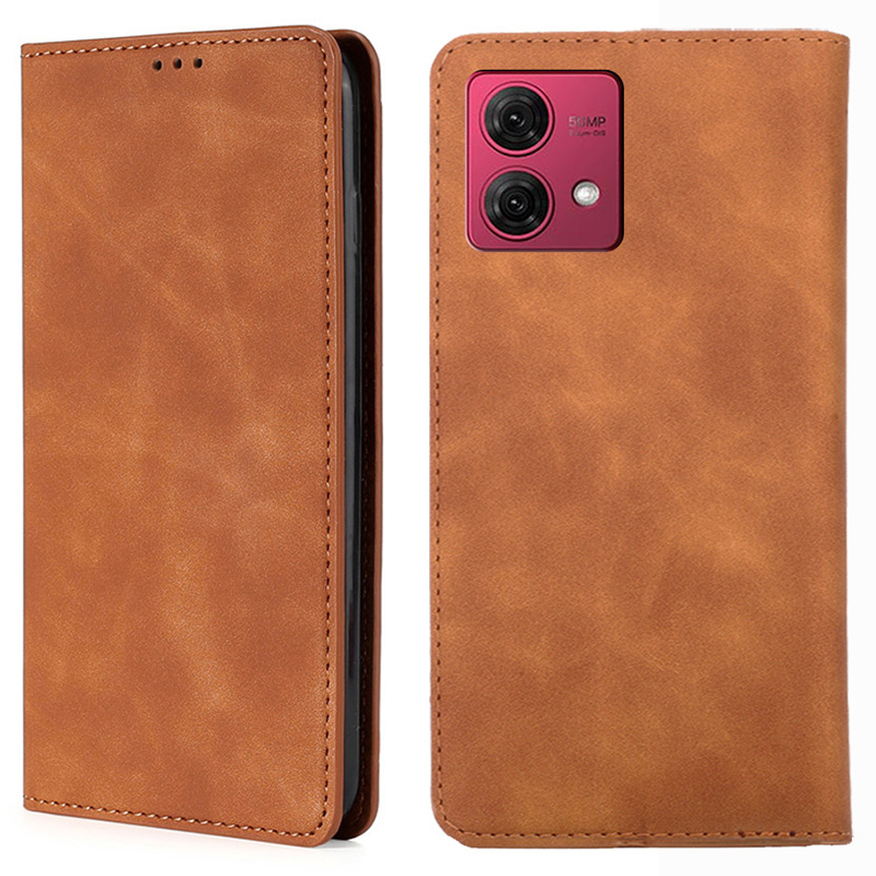 

Für Motorola Moto G84 5G Hülle Skin-touch Flip Ständer Anti-scratch-pu-leder-telefon Mit Kartensteckplätzen - Hellbraun, Motorola Moto G84 5G