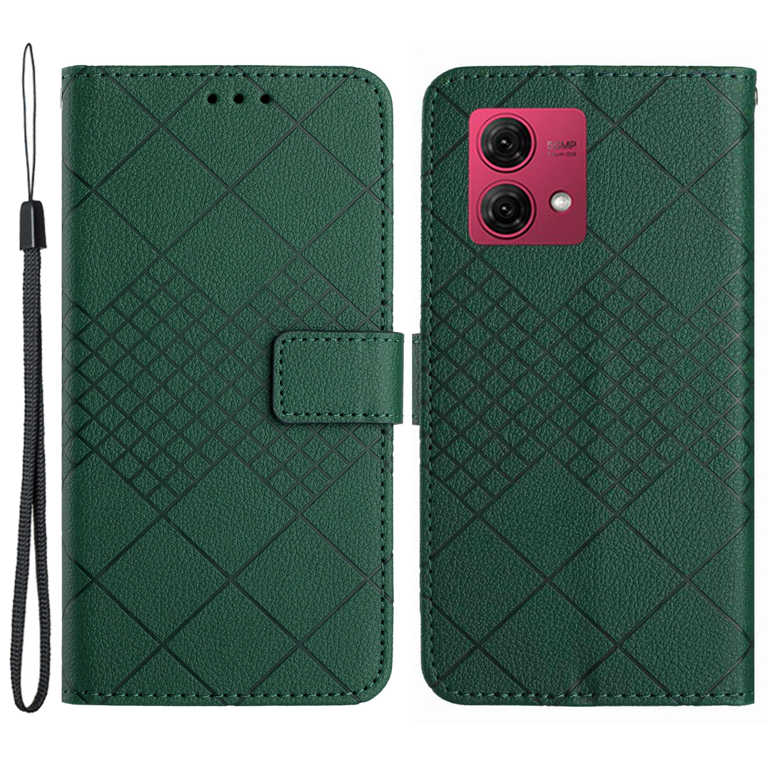 

HT06 Für Motorola Edge 40 Neo 5G Hülle Rhombus Muster Stand PU Leder Telefonabdeckung - Grün, Motorola Edge 40 Neo 5G