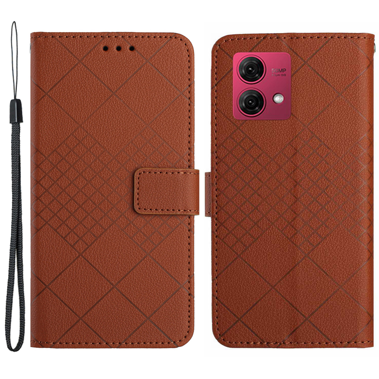 

HT06 Für Motorola Moto G84 5G Hülle Litchi Textur Wallet Leder Telefonabdeckung - Braun, Motorola Moto G84 5G
