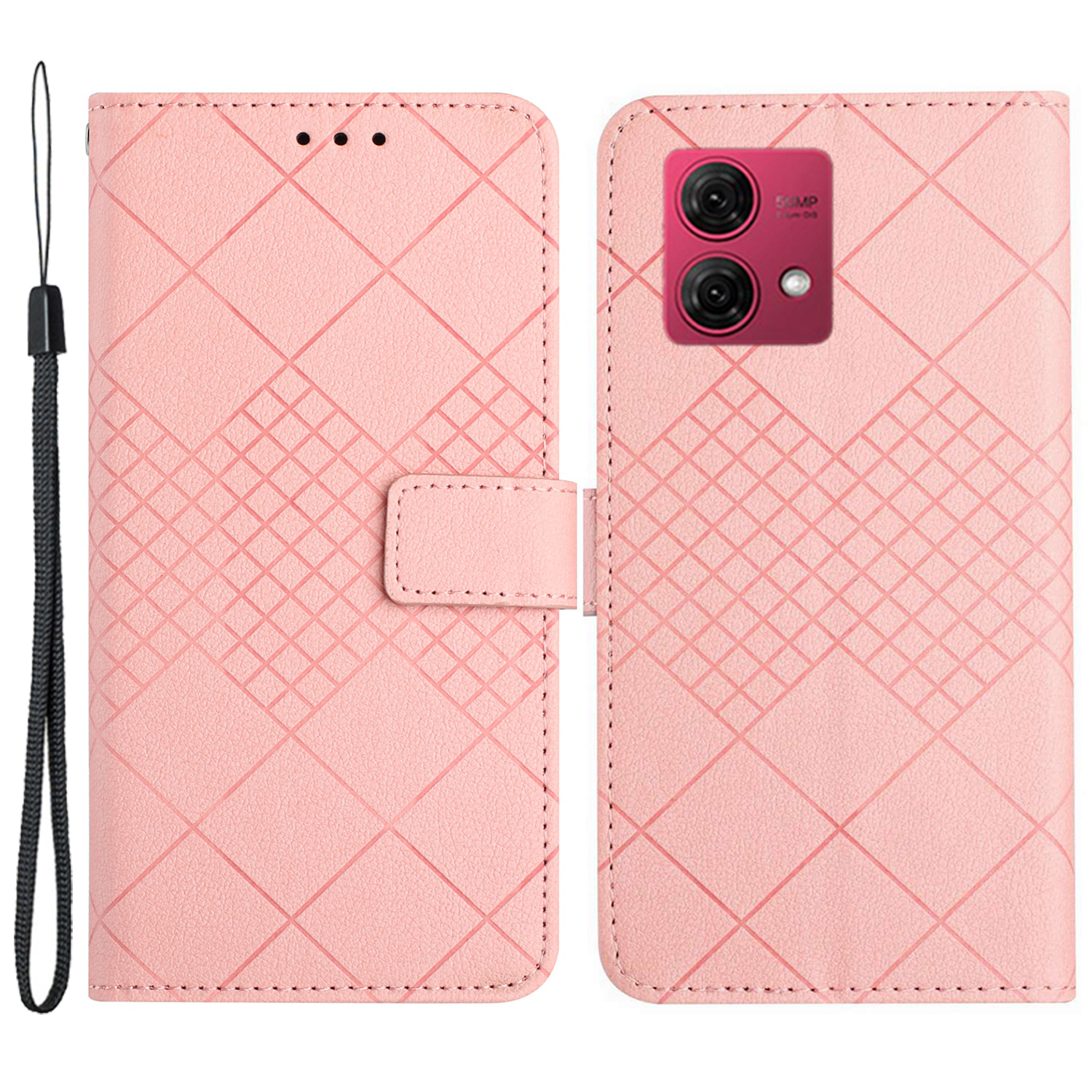 

HT06 Für Motorola Moto G84 5G Hülle Litchi Textur Wallet Leder Telefonabdeckung - Rosa, Motorola Moto G84 5G