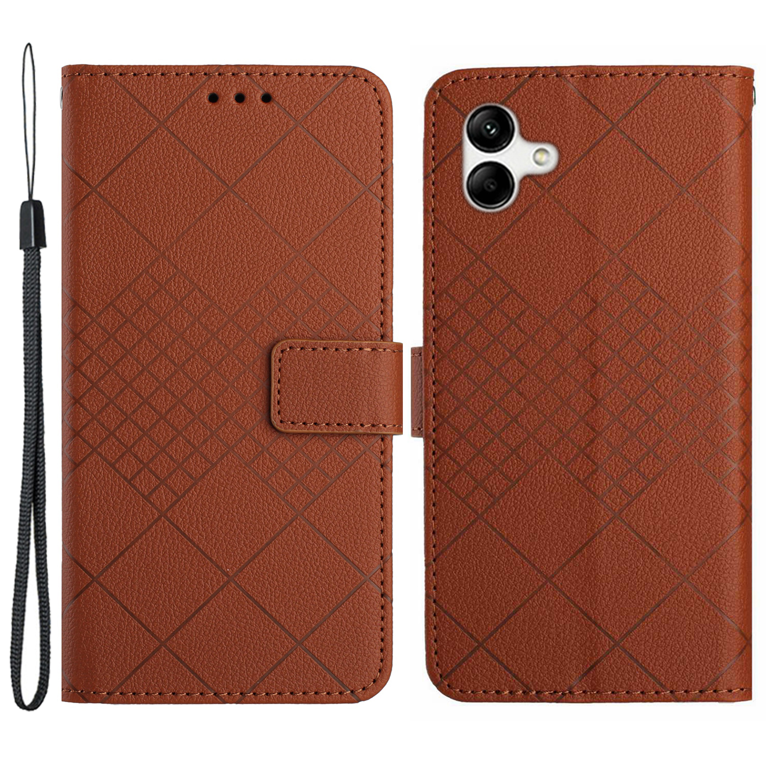 

HT06 Für Samsung Galaxy A05 4G Hülle Brieftaschenleder Eingeprägter Telefonabdeckung - Braun, Samsung Galaxy A05 4G