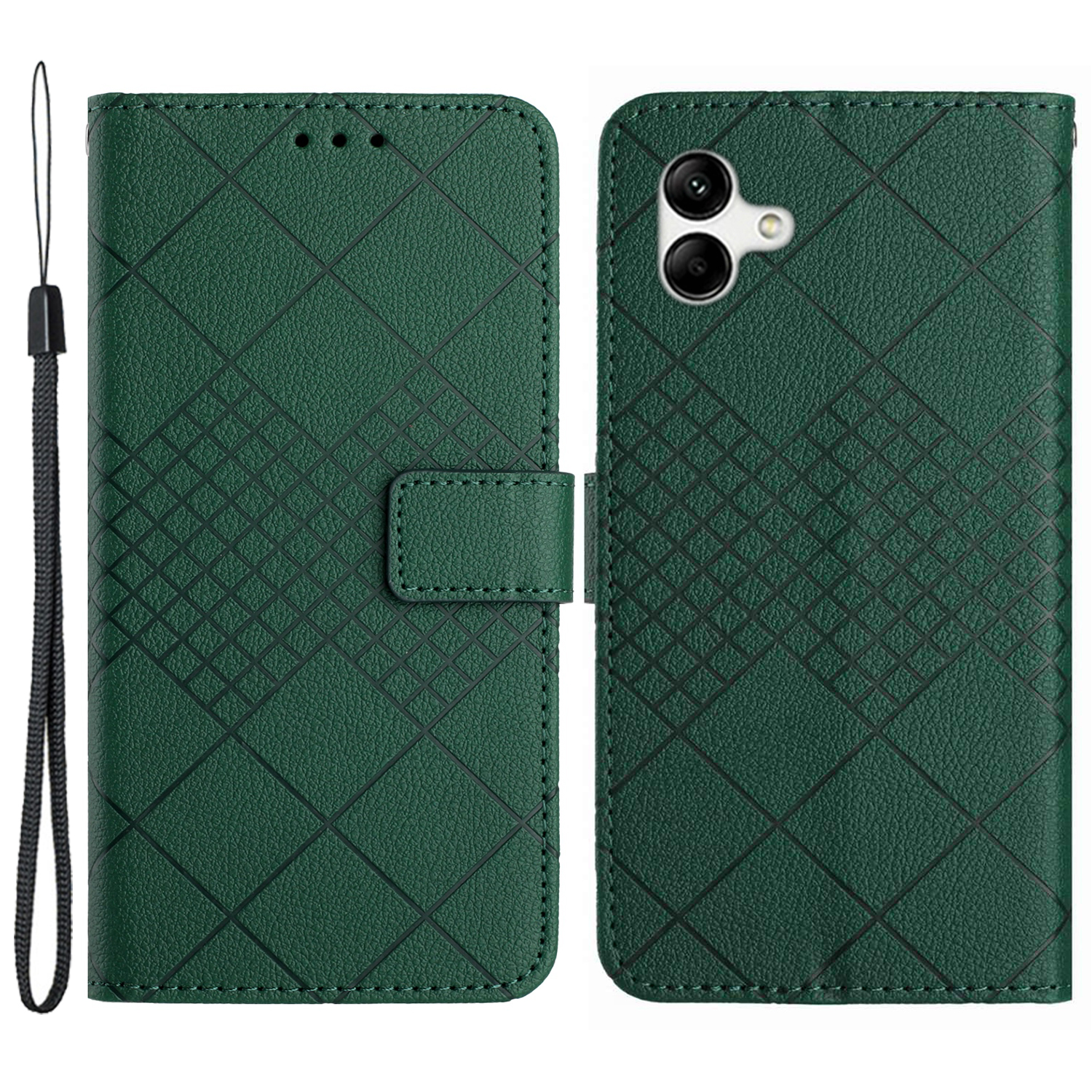 

HT06 Für Samsung Galaxy A05 4G Hülle Brieftaschenleder Eingeprägter Telefonabdeckung - Grün, Samsung Galaxy A05 4G