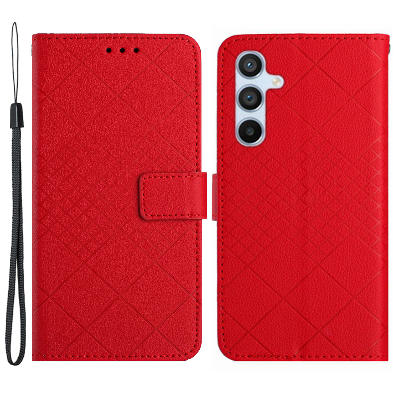 

HT06 Für Samsung Galaxy S24+ Lederhülle Litchi Textur Wallet Telefonabdeckung - Rot, Galaxy S24+