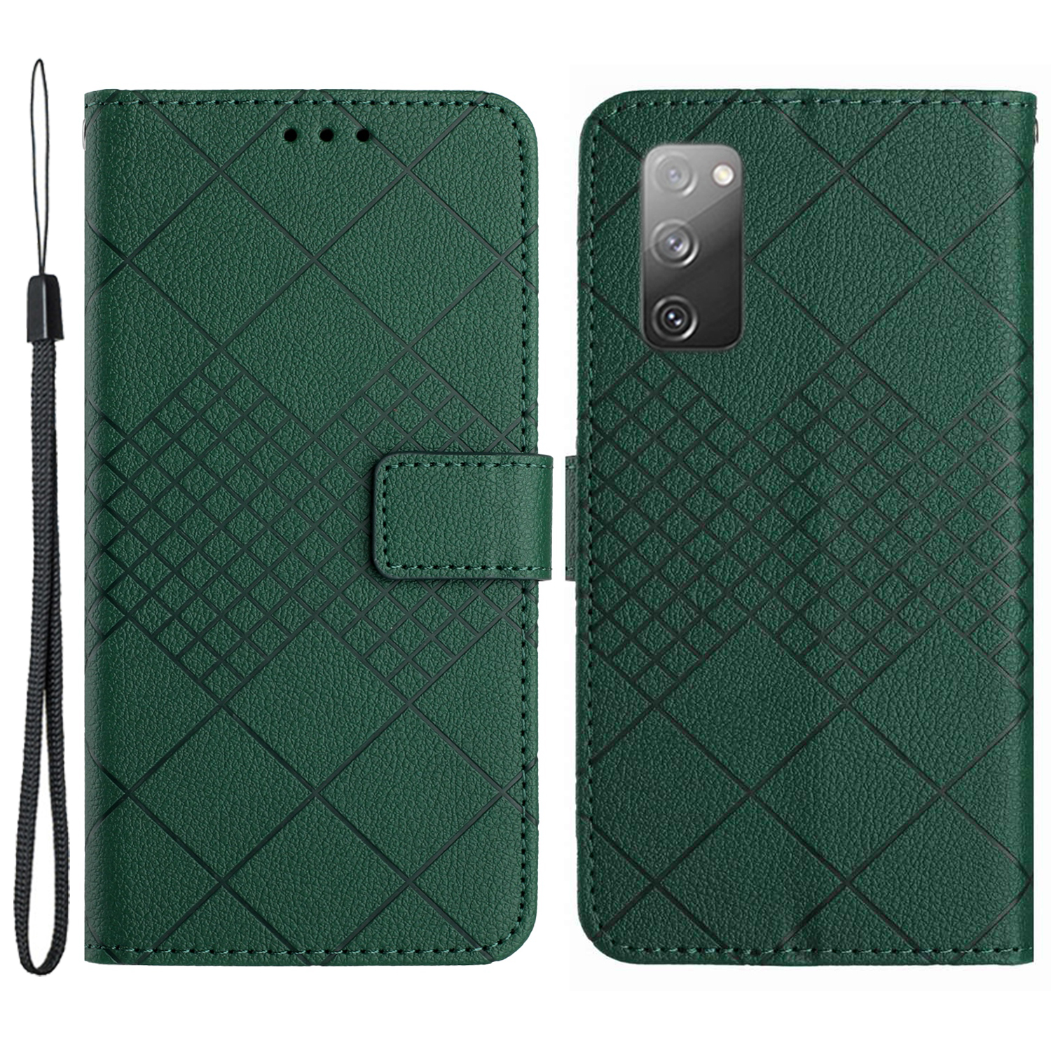 

HT06 Für Samsung Galaxy S20 fe 4g / fe 5g / S20 Lite / S20 fe 2022 Hülle Weiche PU Leder -telefonabdeckung - Grün, Galaxy S20 FE