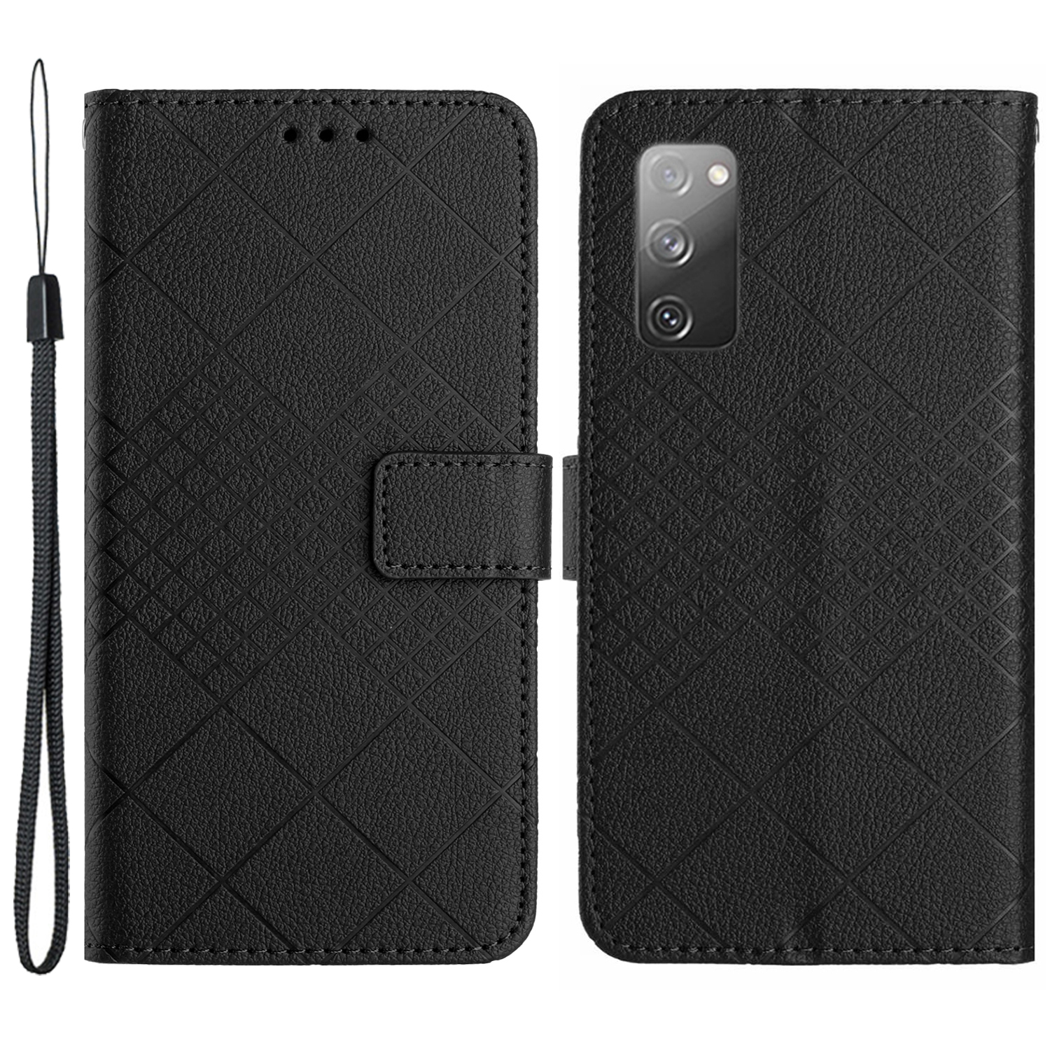 

HT06 Für Samsung Galaxy S20 fe 4g / fe 5g / S20 Lite / S20 fe 2022 Hülle Weiche PU Leder -telefonabdeckung - Schwarz, Galaxy S20 FE