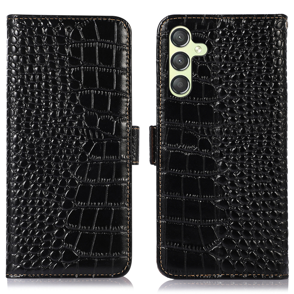 

Für Samsung Galaxy A25 5G Hülle RFID Blocking Wallet Flip Phone Deckung - Schwarz, Galaxy A25 5G