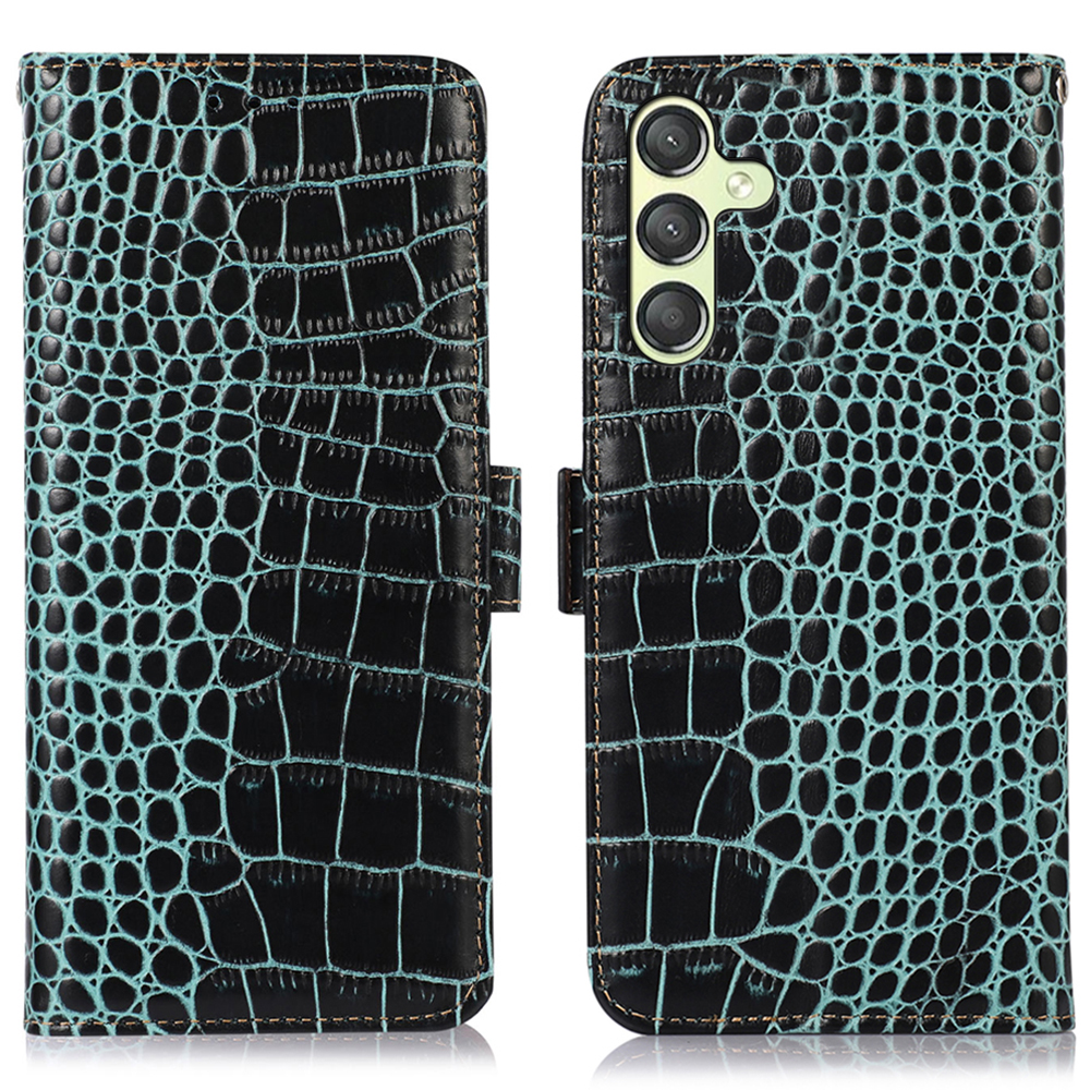 

Für Samsung Galaxy A25 5G Hülle RFID Blocking Wallet Flip Phone Deckung - Grün, Galaxy A25 5G