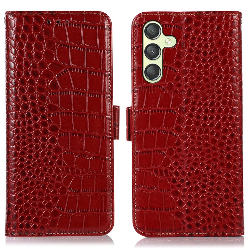 

Für Samsung Galaxy A25 5G Hülle RFID Blocking Wallet Flip Phone Deckung - Rot, Galaxy A25 5G